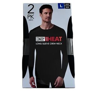 32 Degrees Heat Men's Black Long Sleeve Crew Neck Shirt - 2 Pack